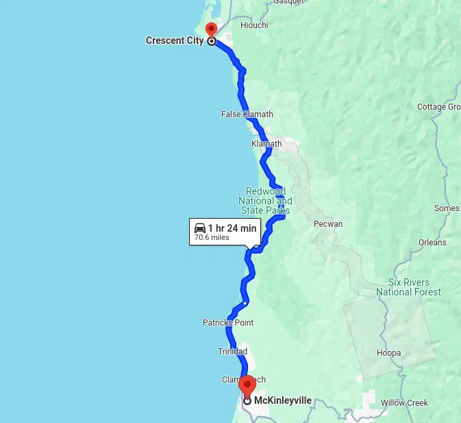 Google Maps telling me to drive 1 hour and 24 minutes north.